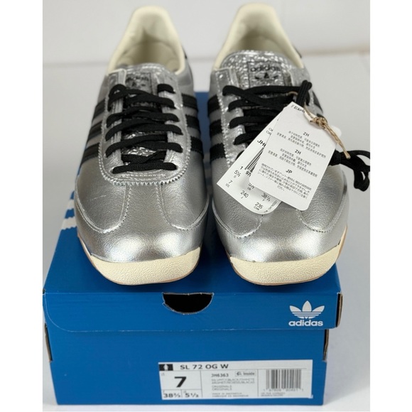 Adidas NWB SL 72 OG Unisex Sneakers Silver Metallic with Black, 8 Women / 7 Men - Picture 9 of 11